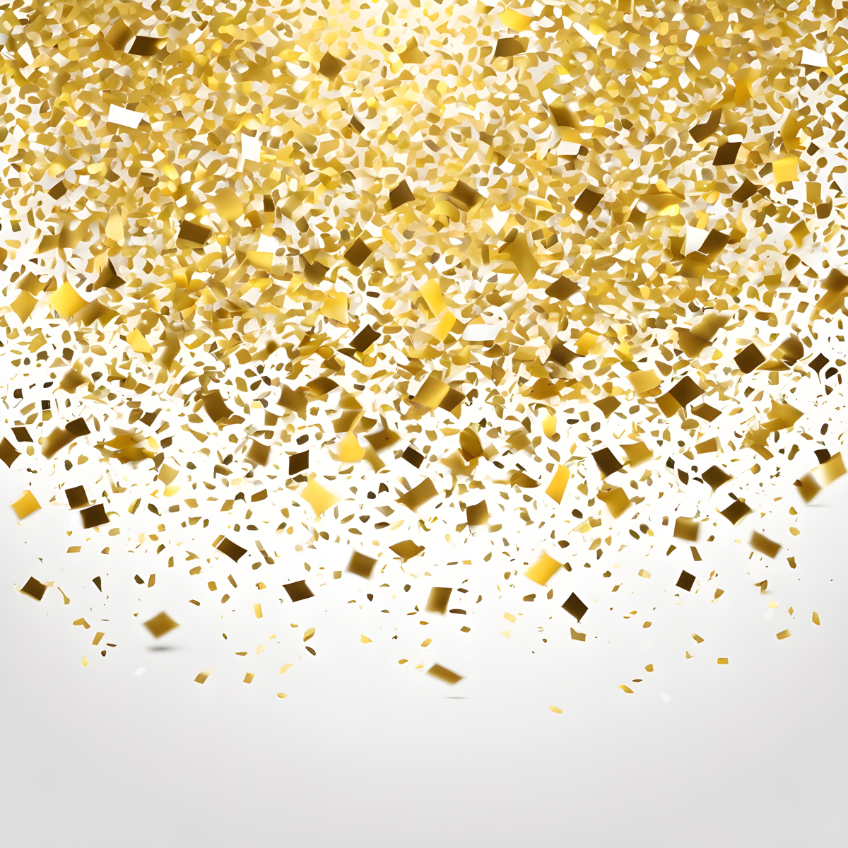 golden confetti vector, คุณภาพสูง ความละเอียดสูง รายละเอียดสูง 4k พื้นหลังสีขาว