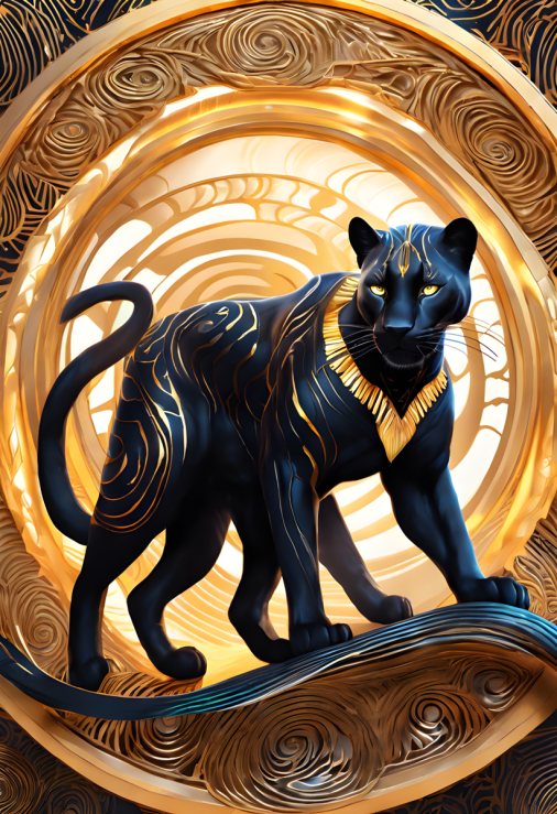 สร้างภาพเสือดำสง่างามอยู่ในรูปก้นหอย พร้อมดีไซน์ชีทตัวละคร