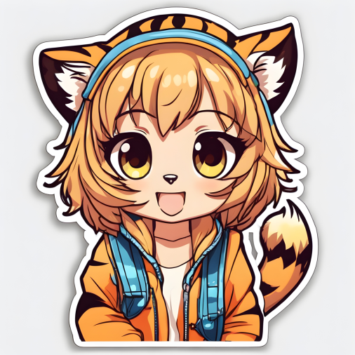 สร้างรูป แม่เสือสาว นัยน์ตาสวย ท่าออดอ้อน ดีไซน์สติ๊กเกอร์ สไตล์ไนท์ สติ๊กเกอร์ไดคัท ไม่มีพื้นหลัง