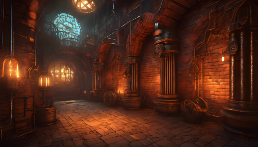 ออกแบบภาพอาคารใต้ดินที่ได้รับแรงบันดาลใจจากสุนทรียภาพแบบสตีมพังค์