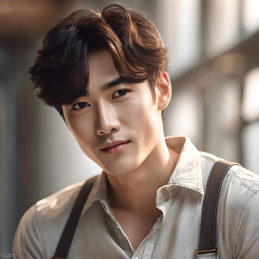 สร้างภาพนายแบบเกาหลี หล่อ น่ารัก ใส่ชุดเอี๊ยมให้หน่อย