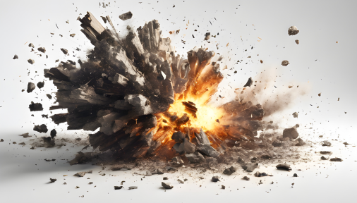 เอฟเฟกต์ระเบิดประกอบกราฟิก พื้นหลังสตูดิโอสีขาว