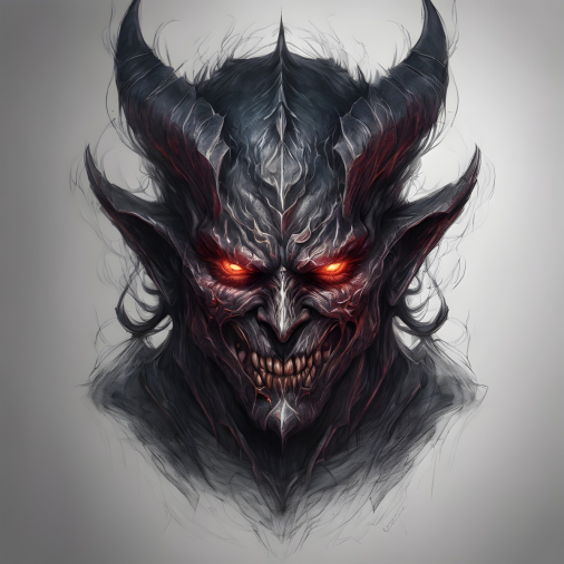 สร้างภาพใบหน้าของปีศาจในรูปแบบของภาพร่างที่ดูสมจริงโดยใช้สีไม้ ให้ภาพมีอารมณ์ความรู้สึกที่ดูลึกลับน่ากลัวและมีมิติ