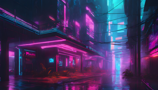 ออกแบบอาคารไซเบอร์พังค์ที่อาบไปด้วยแสงนีออนและมีฝนตก