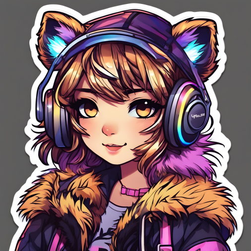 สร้างรูป แม่เสือสาว นัยน์ตาสวย ท่าออดอ้อน ดีไซน์สติ๊กเกอร์สไตล์ไนท์ สติ๊กเกอร์ไดคัทขอบ ไม่มีพื้นหลัง