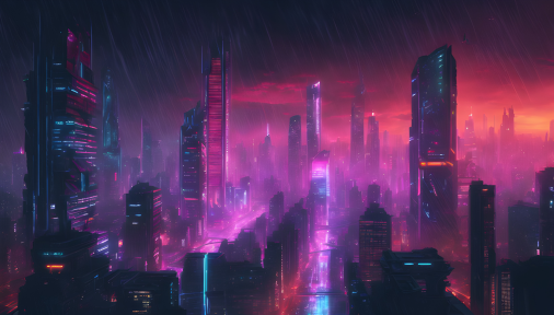 ออกแบบอาคารไซเบอร์พังค์ที่อาบไปด้วยแสงนีออนและมีฝนตก