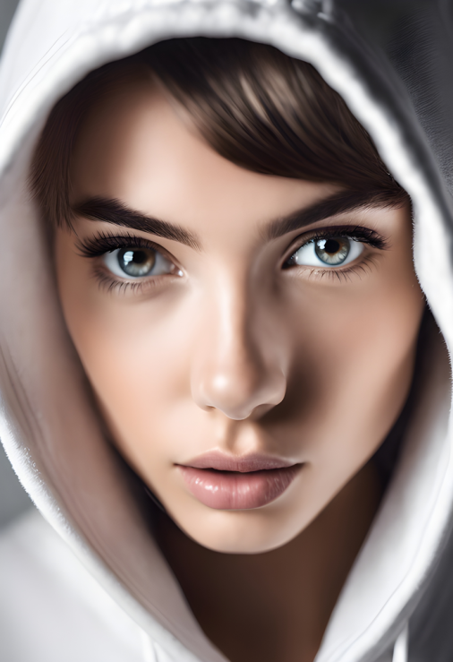 สร้างภาพ นางแบบ, แต่งตัวแบบควีน, ยืนข้างตัวหมากรุกสีขาว, ขนาดหมากรุกเท่าคนจริง, สไตล์หรูหรา, ภาพสมจริง, เหมือนคนจริง