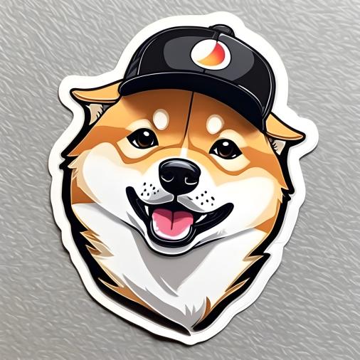 สร้างรูป สุนัขชิบะอินุ, แสนสุขสวมหมวกสุดเท่ห์, สไตล์จิบิน่ารัก สีสมจริง สติ๊กเกอร์ไดคัท, คาวาอี, คอนทัวร์, พื้นหลังสีขาว