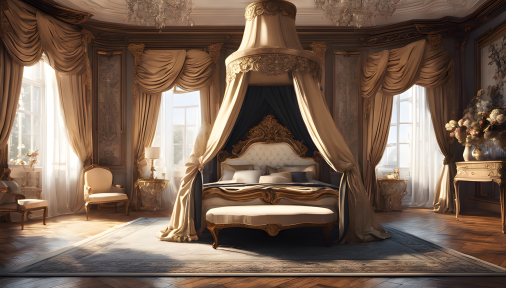 ภาพถ่ายห้องนอนพระราชวังสไตล์บาโรก เน้นความคลาสสิก วอลเปเปอร์ลายดอกไม้