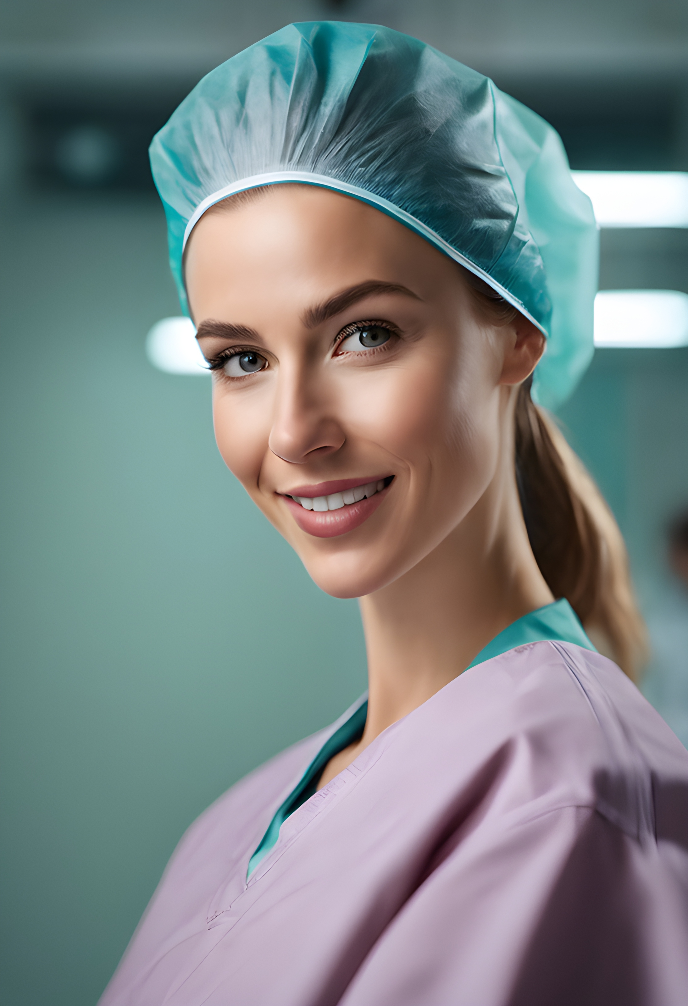 สร้างรูปแพทย์หญิงแสนสวยจากลัตเวียสวมชุดผ่าตัดพร้อมรอยยิ้มอันน่าทึ่ง ถ่ายด้วยกล้อง Sony α7R IV