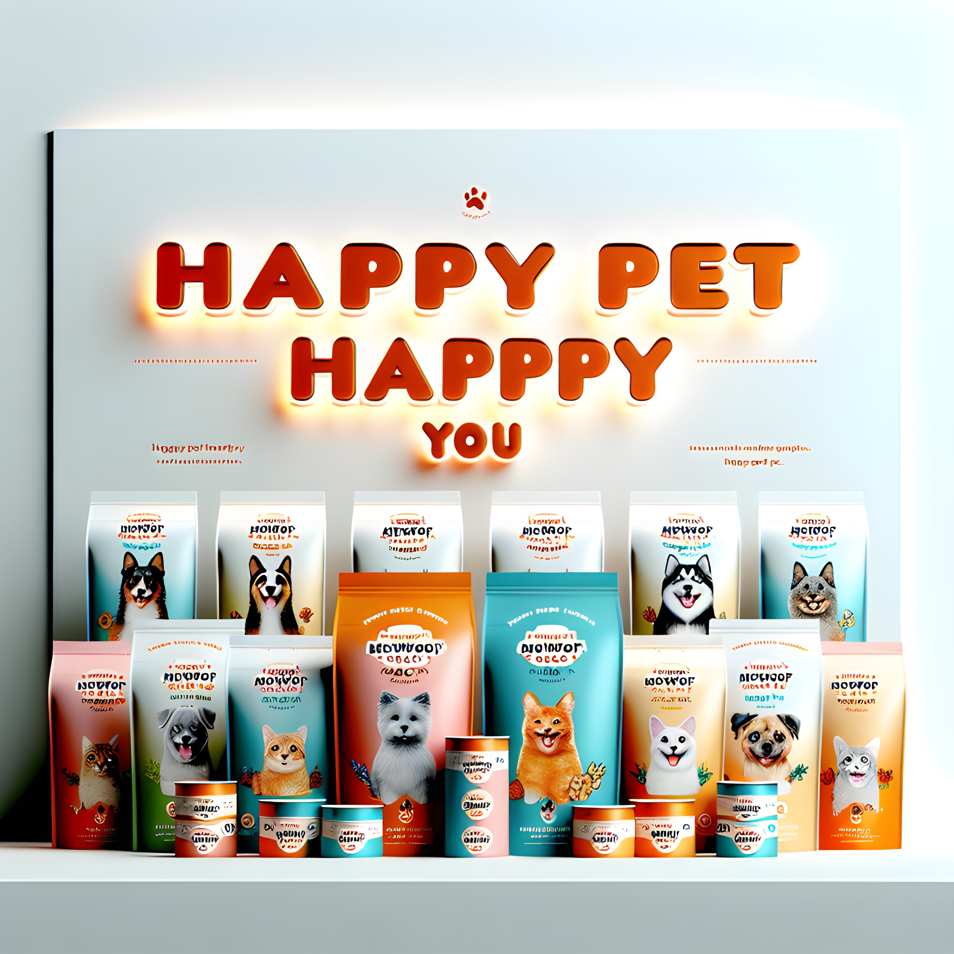 สร้างภาพ โฆษณาที่ดูสะอาดตาและทันสมัยขนาด สำหรับ "MeowWoof Shack" โดยมีคำว่า happy pet happy you และขอบสีส้มรอบๆ ข้อความที่แสดงกลุ่มผลิตภัณฑ์อาหารสัตว์เลี้ยงของพวกเขา ซึ่งได้แก่ คูลเลอร์สุนัขดำ แพ็คเกจแมวขาว และพวกเขาบอกว่าต้องเน้นเอนทิตี เนื้อธรรมชาติน้อยหรือใหญ่ ตัวเลือกทางสุขภาพให้เลือก เช่น ปลา มหาสมุทร มด นา ขนไก่ ไข่ สำหรับสุนัข เนื้อ Shtech สีแดง สีน้ำเงิน สีเขียว สีม่วง สีเหลือง d ที่ว่างตรงกลางโฆษณา เพื่อให้มีที่ว่างสำหรับเขียนบางอย่างข้างใต้บนพื้นหลังสีขาว
